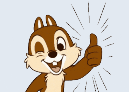 a cartoon chipmunk giving a thumbs up