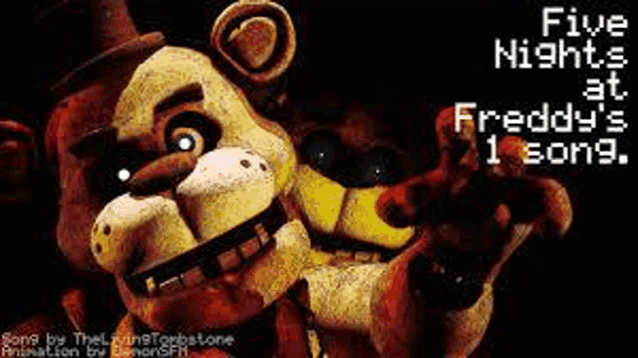 a poster for five nights at freddy 's with a picture of freddy and chica