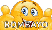 a smiley face is giving a thumbs up and the word bombayo is written below it