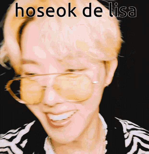 a picture of a person wearing sunglasses with the words hoseok de lisa on it