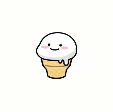 a cartoon drawing of an ice cream cone with a smiling face .