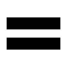 a black and white image of a equal sign on a white background .