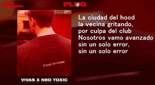 a poster for vivas x neo toxic shows a man in a red shirt