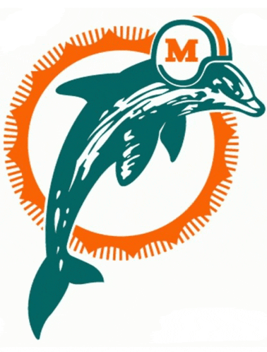 a dolphin with the letter m on its head