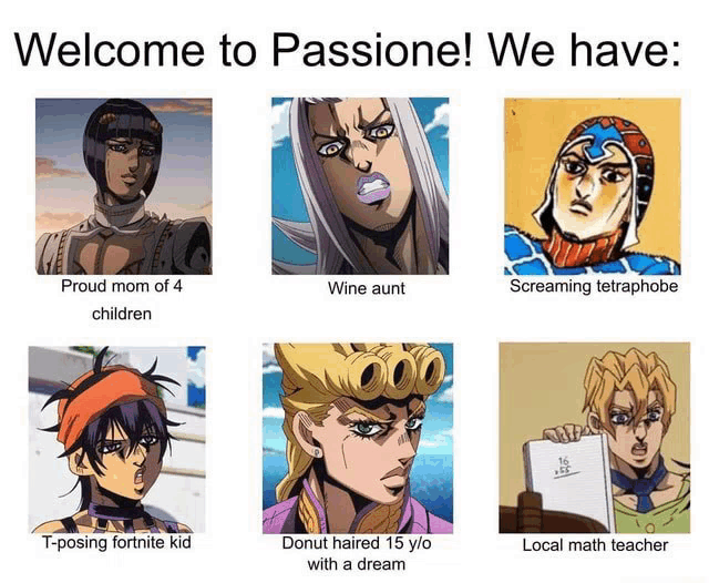 welcome to passione we have proud mom of 4 children wine aunt screaming tetraphobe donut haired 15 y/o with a dream