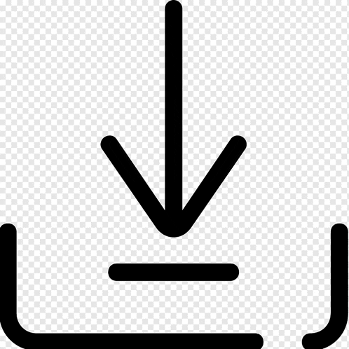 a black and white icon of an arrow pointing downwards