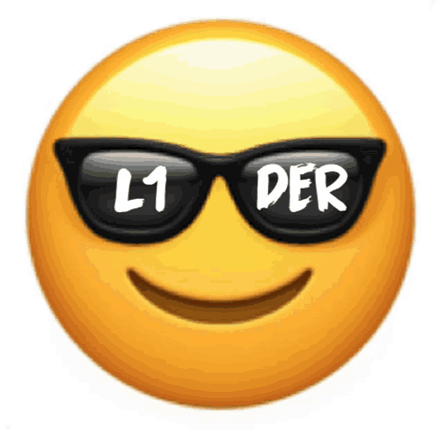 a yellow smiley face wearing sunglasses with the words l1 der on them