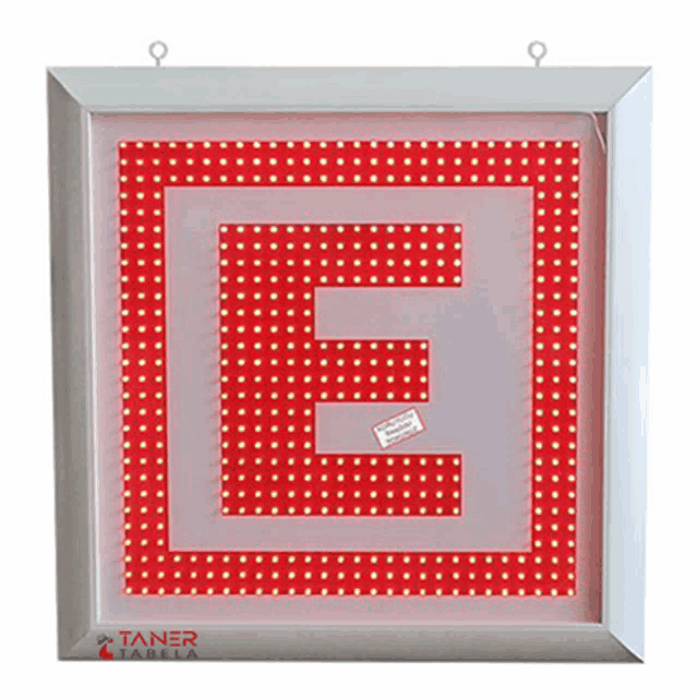 a taner sign with the letter e in the middle