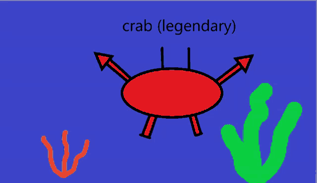 a drawing of a crab with the words crab ( legendary ) on the bottom