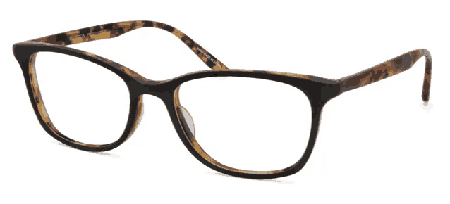 a pair of glasses with a black frame and a leopard print rim