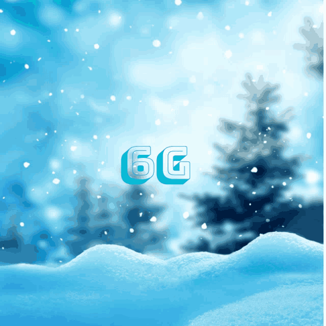 a snowy scene with the letters 6g on it