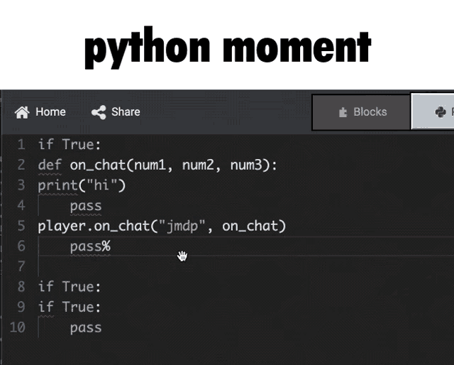 a screen shot of a program that says " python moment " at the top