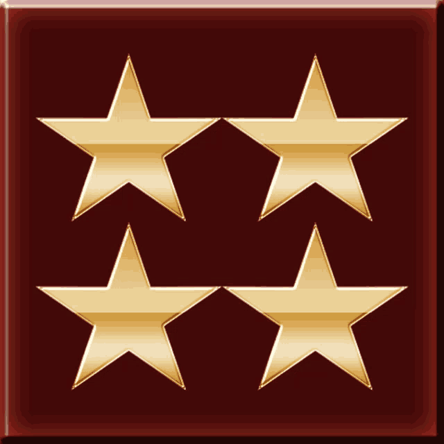 four gold stars are on a red background