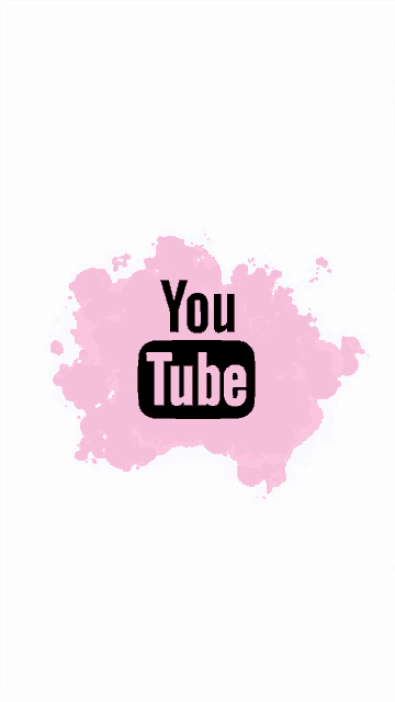 a pink and black youtube logo with a pink background