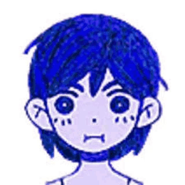 a drawing of a person with blue hair and a choker .