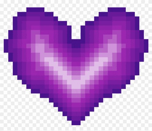 a pixel art purple heart with a white gradient in the middle