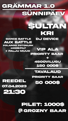 a poster advertises a dance battle with sultan kri dj device