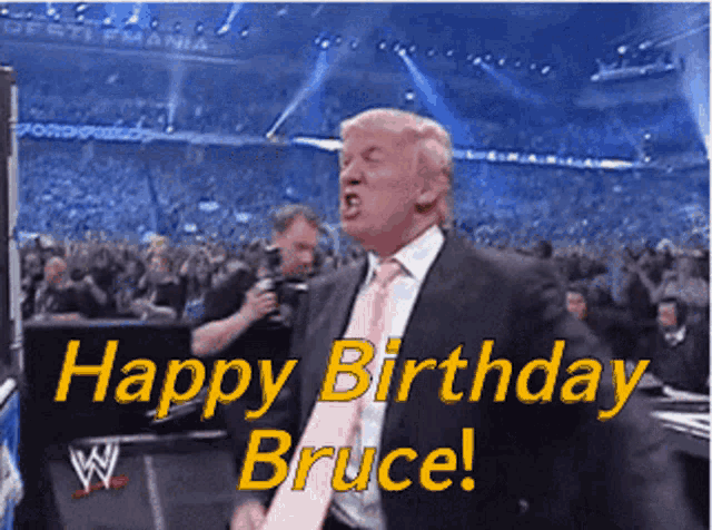 a picture of a man in a suit and tie with the words happy birthday bruce