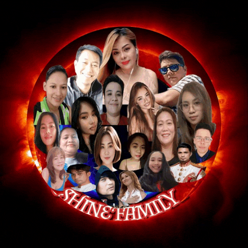 a group of people are in a circle with the words shine family on it