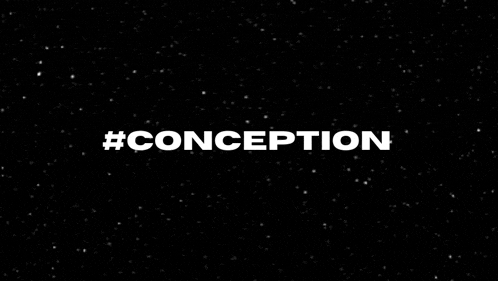 the word conception is on a black background with stars .