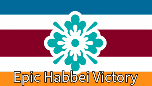 a poster that says epic habbei victory with a snowflake on it