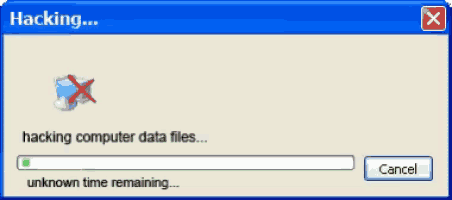 a computer screen that says hacking computer data files on it