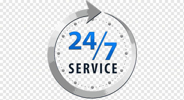 a sign that says 24/7 service with an arrow