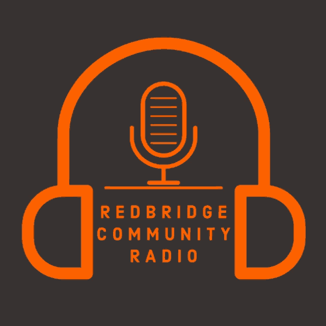 a logo for the redbridge community radio