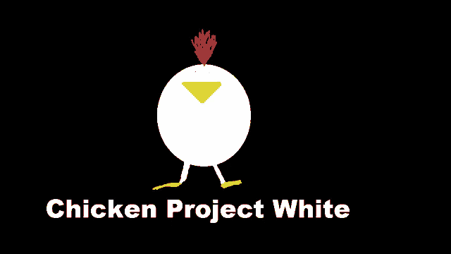 a black background with a white chicken and the words chicken project white below it