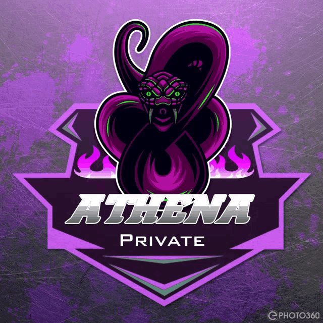 a logo for athena private shows a purple snake