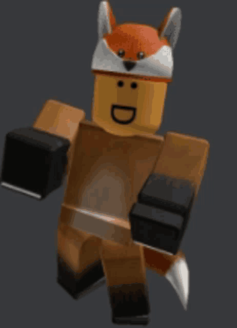 a roblox character is dressed as a fox and has a d on his face