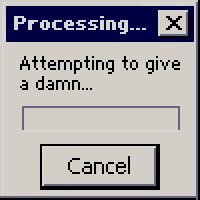 a computer screen that says processing failed damn not given and a close button