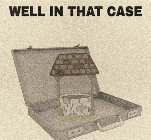 an illustration of a well in a briefcase with the words well in that case above it