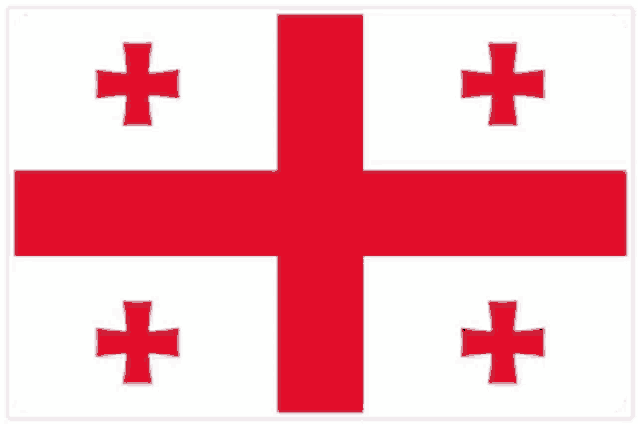 the flag of georgia has a red cross on a white background