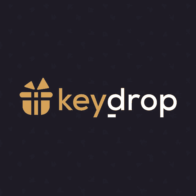 a logo for keydrop with a gift box on a black background