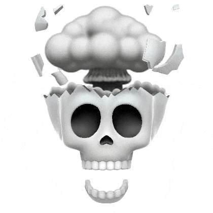 a skull with a nuclear explosion coming out of it .