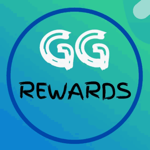 a blue circle with the words gg rewards written inside of it