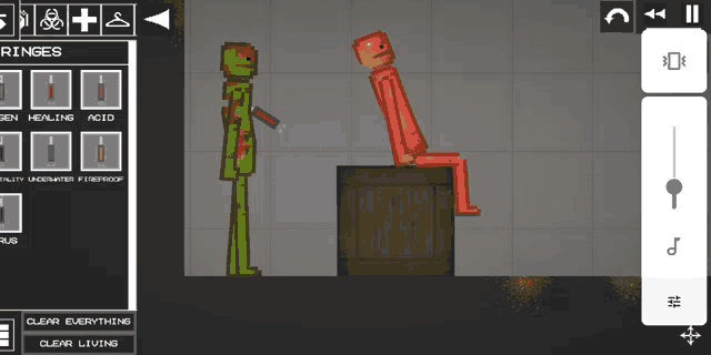 a screenshot of a video game called rings shows a green character standing next to a red character sitting on a crate