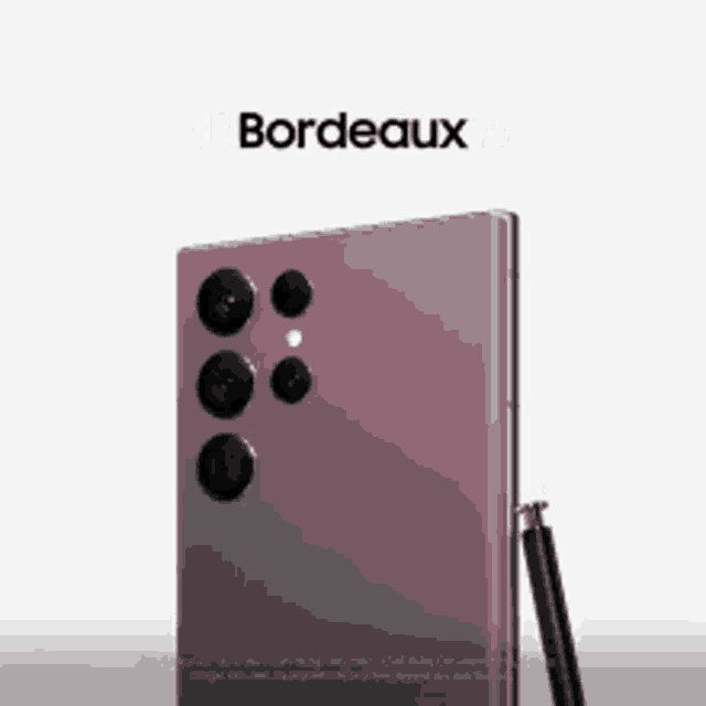 a purple phone with the word bordeaux on the top