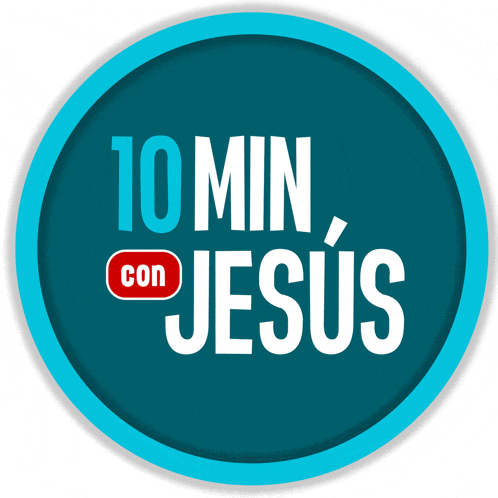 a blue circle with 10 min con jesus on it