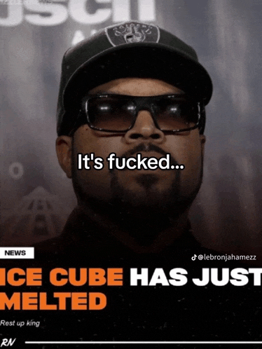 ice cube has just melted and is wearing sunglasses