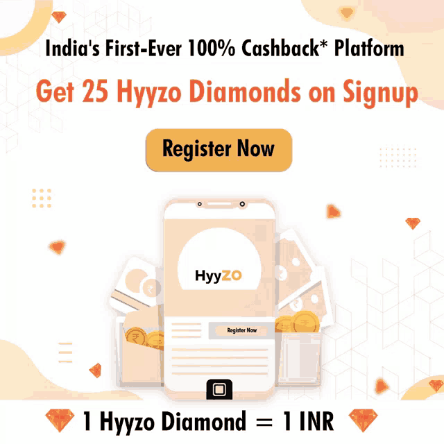 an advertisement for india 's first-ever 100 % cashback platform