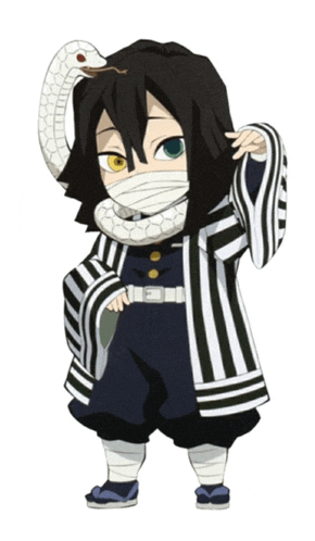 a person with a snake around their neck is wearing a striped jacket