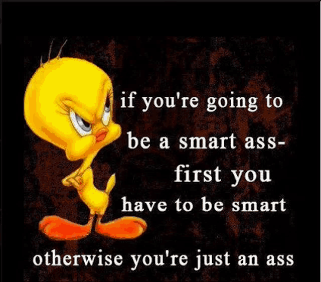 tweety bird is a cartoon character with a funny quote .