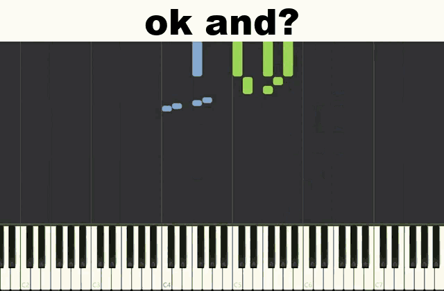 a screenshot of a piano with the words ok and below it