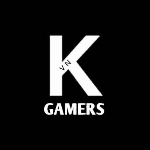 a white letter k is on a black background with the words gamers below it .