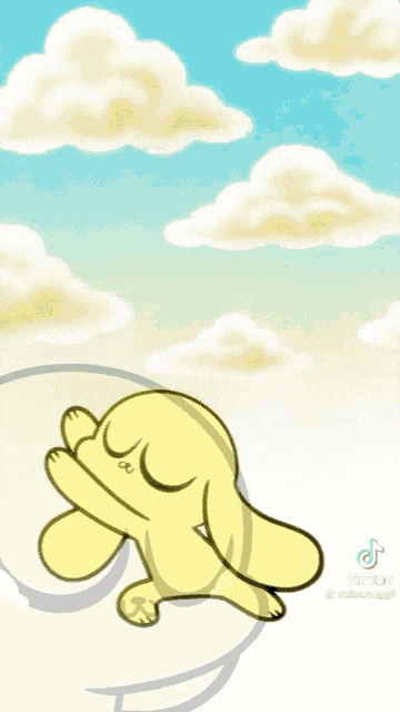 a cartoon of a rabbit sleeping on a cloud