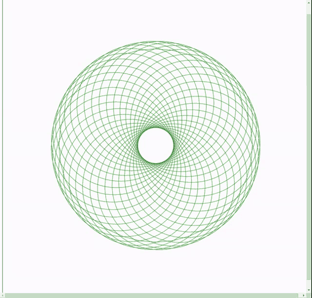 a computer screen shows a green swirl with a circle in the middle