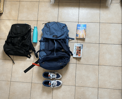 a book titled new york is on a tile floor