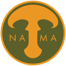 a green circle with a mushroom and the word nama on it